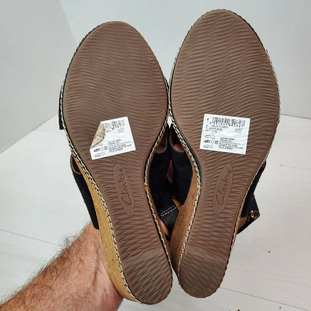 Collection By Clarks Cushion Soft Summer Sandals Size 9 Black‎ Leather Fast Ship